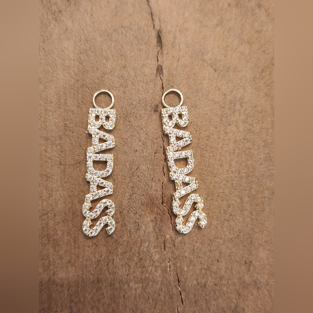 Gold 'BADASS' Women Earring Charms